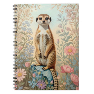 Cute Little Meerkat Pastel Floral Anteckningsbok
