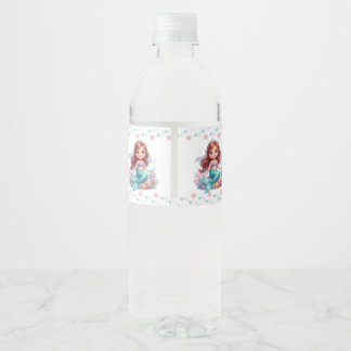 Cute Little Mermaid Baby Shower Water Bottle Label Vattenflaskor Etikett