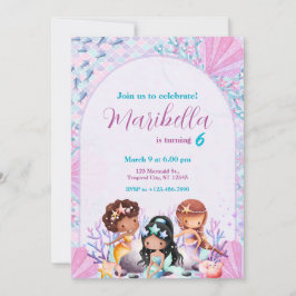 Cute Little Mermaids Under The Sea Birthday Party Inbjudningar