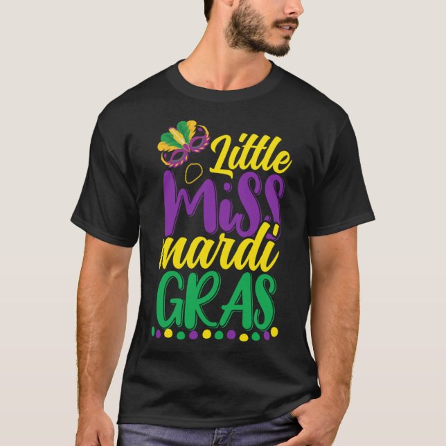 Cute Little Miss Mardi Gras 2024 Pärlor Womens Gir T Shirt (Framsida)