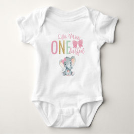 Cute Little Miss ONE00 Elephant 1st Birthday T Shirt