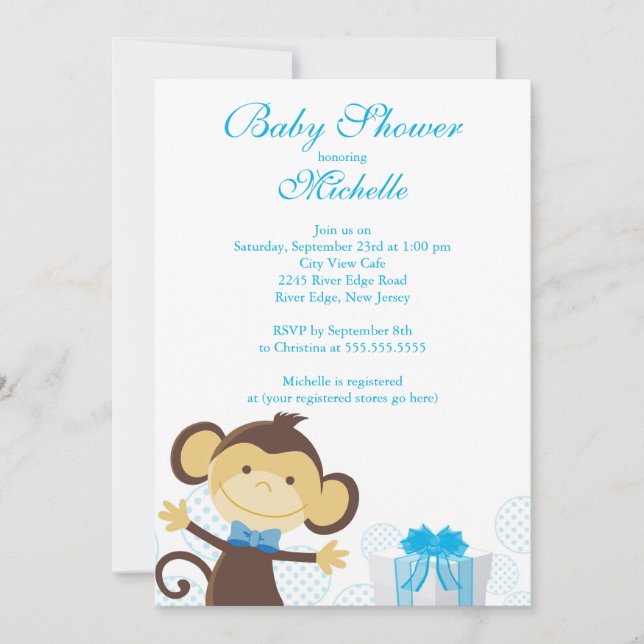Cute Little Monkey Baby Shower-inbjudan Inbjudningar (Framsida)