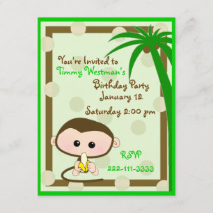 Cute Little Monkey Birthday-inbjudan Inbjudningar