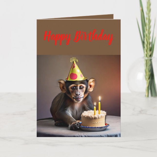 Cute Little Monkey Birthday Kort (Framsida)