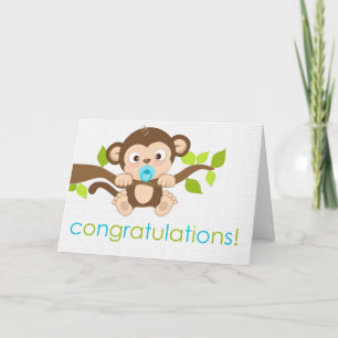 Cute Little Monkey Boy Greeting Card Kort