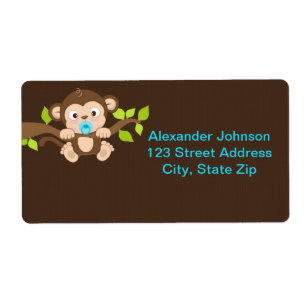 Cute Little Monkey Boy Shipping Labels Fraktsedel