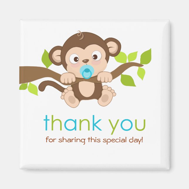 Cute Little Monkey Boy Tack Magnet (Framsidan)