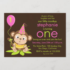 Cute Little Monkey First Birthday-inbjudan Inbjudningar
