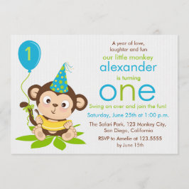 Cute Little Monkey First Birthday-inbjudan Inbjudningar