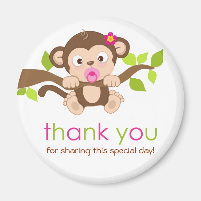 Cute Little Monkey Girl Tack Magnet (Framsidan)