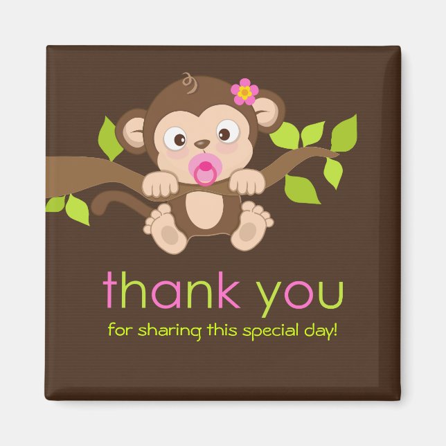 Cute Little Monkey Girl Tack Magnet (Framsidan)