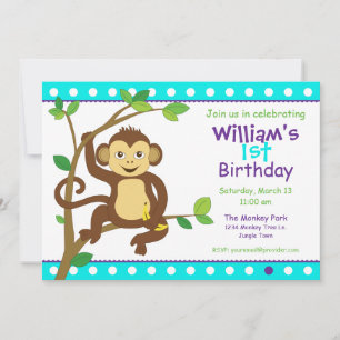 Cute Little Monkey Inbjudningar