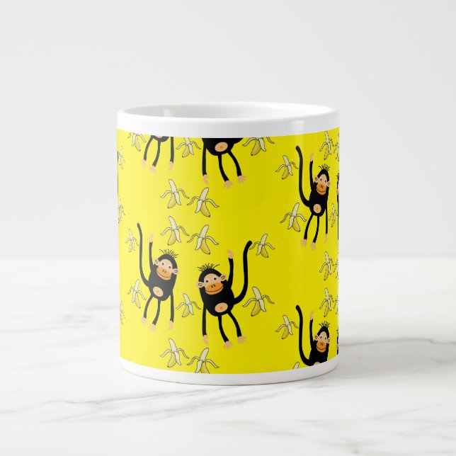 Cute Little Monkey och Bananas Jumbo Mugg (Framsidan)