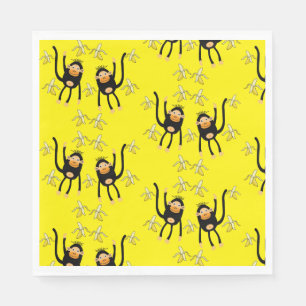 Cute Little Monkey och Bananas Pappersservett