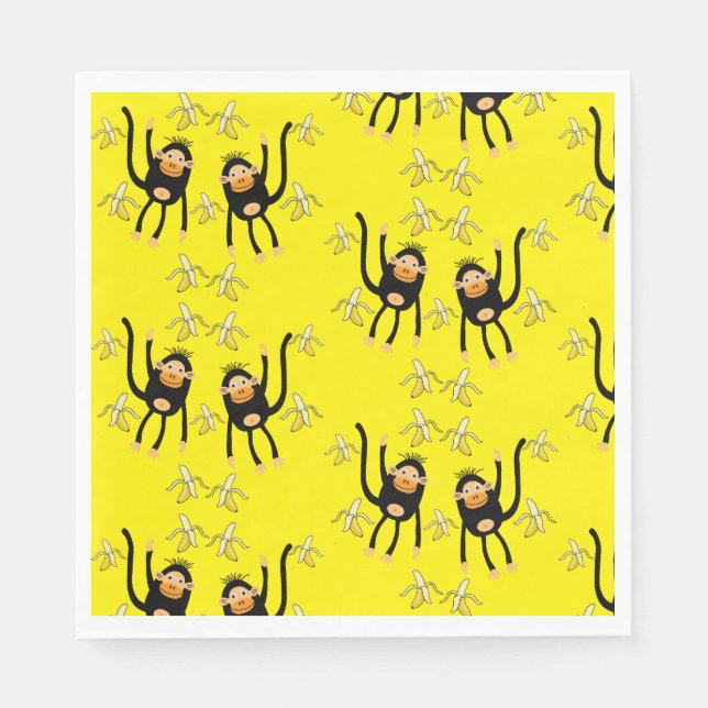 Cute Little Monkey och Bananas Pappersservett (Framsidan)