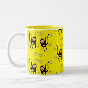 Cute Little Monkey och Bananas Två-Tonad Mugg