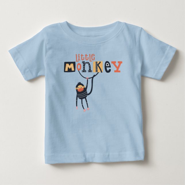 Cute Little Monkey Quote Typography Boy T Shirt (Framsida)