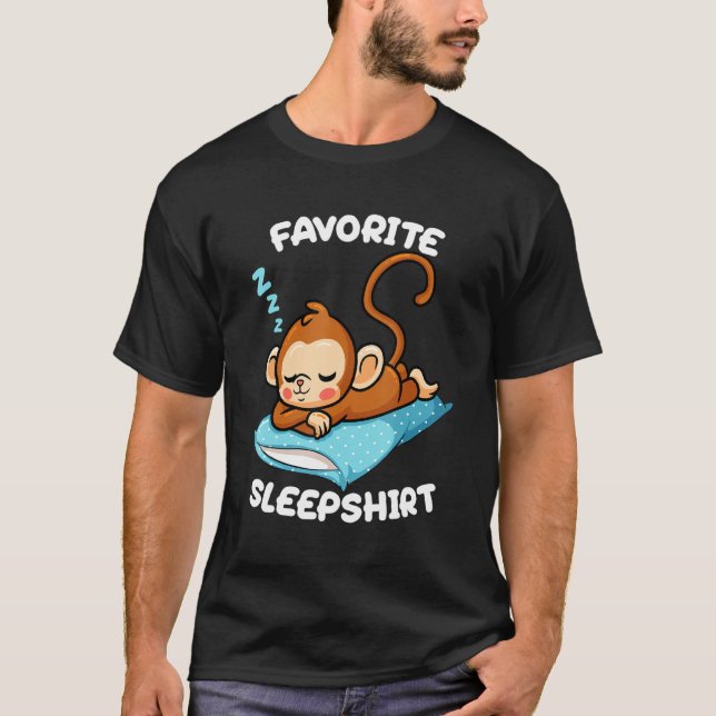 Cute Little Monkey Sleeping Nap Favorite Ssov Tim T Shirt (Framsida)