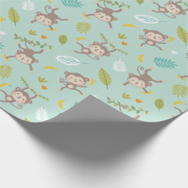 Cute Little Monkey with Banan & blad mynta Presentpapper