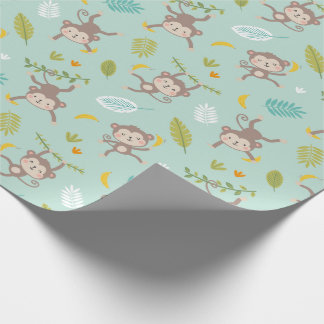 Cute Little Monkey with Banan & blad mynta Presentpapper