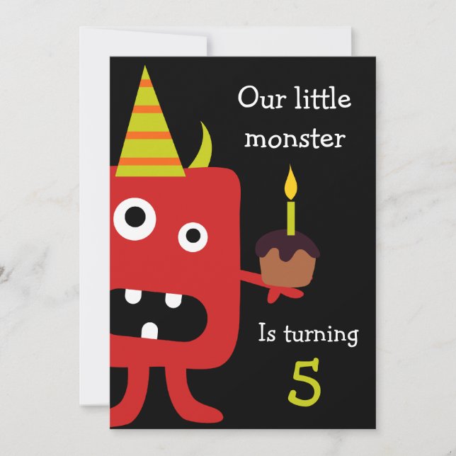 Cute Little Monster Barns födelsedag Party Inbjuda Inbjudningar (Framsida)