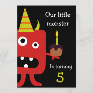 Cute Little Monster Barns födelsedag Party Inbjuda Inbjudningar