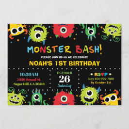 Cute Little Monster Bash Boy Birthday-inbjudan Inbjudningar