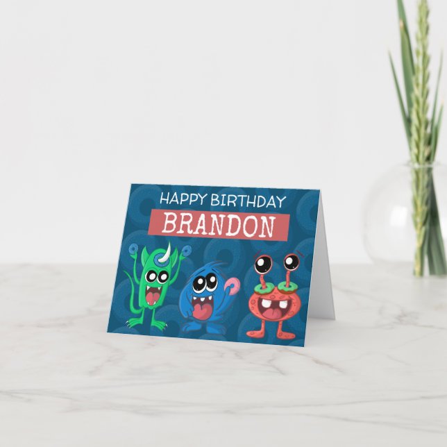 Cute Little Monster Birthday Donut Party Kort (Framsida)