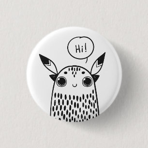 Cute Little Monster Black and White Illustrated Knapp