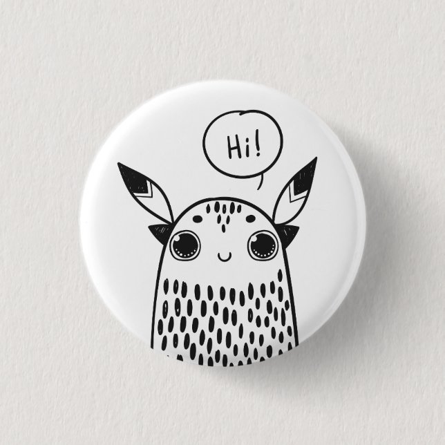 Cute Little Monster Black and White Illustrated Knapp (Framsida)