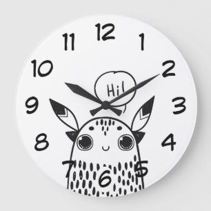 Cute Little Monster Black and White Illustrated Stor Klocka
