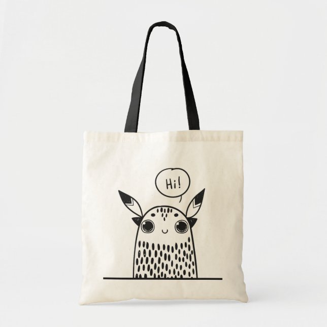 Cute Little Monster Black and White Illustrated Tygkasse (Framsidan)