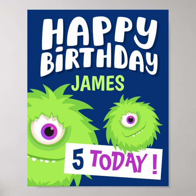 Cute Little Monster Blue Poster (Framsidan)