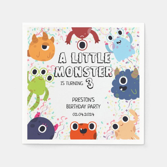 Cute Little Monster Födelsedagsfest för alla åldra Pappersservett (Framsidan)