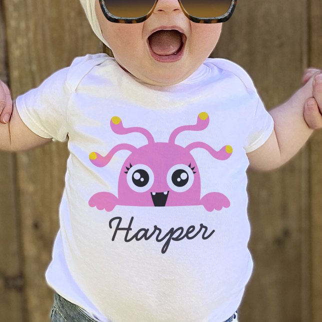 Cute Little Monster Girl One-Biet Baby Bodykostym T Shirt (Skapare uppladdad)