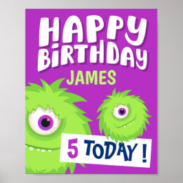 Cute Little Monster Lila Poster