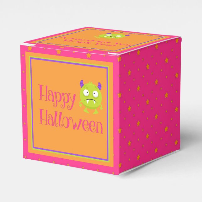 Cute Little Monster Orange Rosa Kids Halloween Presentaskar (Framsidan Sidan)
