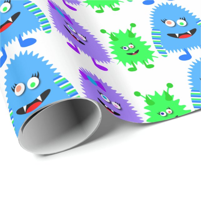 Cute Little Monster Presentpapper (Rullad Hörn)