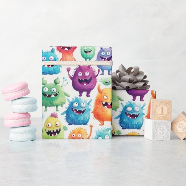 Cute Little Monsters 3 - Presentpapper (Baby Shower)