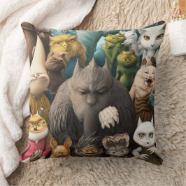 Cute Little monsters lustiga moderna contemporary Kudde