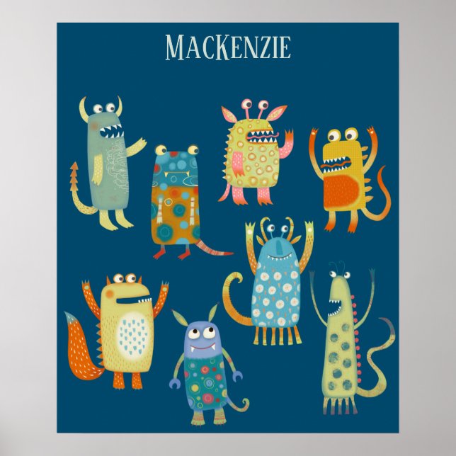 Cute Little Monsters Personlig Poster (Framsidan)