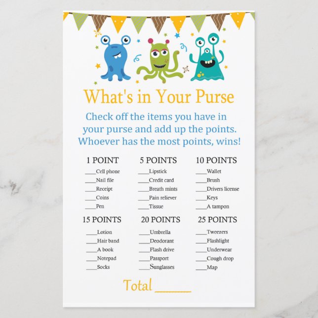 Cute Little Monsters What's in your purse match (Framsida)