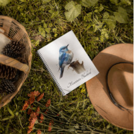 Cute Little Mountain Bluebird Watercolor, anpassni Anteckningsbok