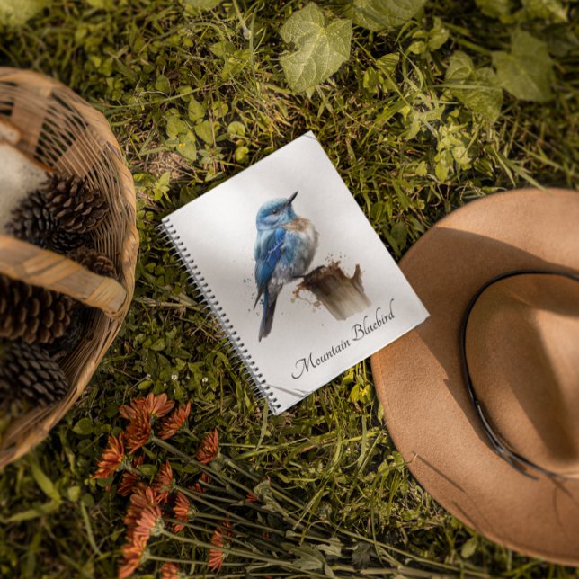 Cute Little Mountain Bluebird Watercolor, anpassni Anteckningsbok (Skapare uppladdad)