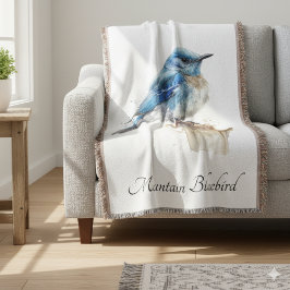 Cute Little Mountain Bluebird Watercolor, anpassni Filt