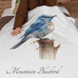 Cute Little Mountain Bluebird Watercolor, anpassni Fleecefilt