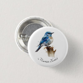 Cute Little Mountain Bluebird Watercolor, anpassni Knapp
