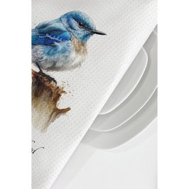 Cute Little Mountain Bluebird Watercolor, anpassni Kökshandduk