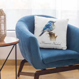 Cute Little Mountain Bluebird Watercolor, anpassni Kudde