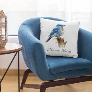 Cute Little Mountain Bluebird Watercolor, anpassni Kudde